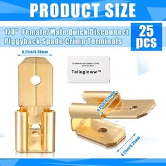 10 or 25 Piggyback Spade Connectors3 Way Adapter Dual Male to Single Female Bras