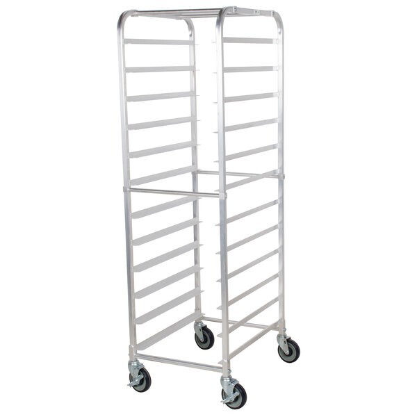 20″W x 26″L x 69″H Aluminun 12 Pan End Load Bun Pan Bakery Rack With Casters