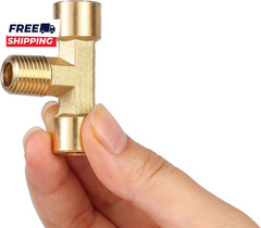 2 Pack 1/4″ NPT Brass Tee Pipe Fitting T Shape Connectors 1/4″ NPT Female X 1/4″
