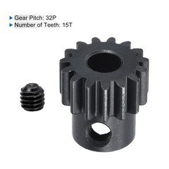 2Pcs RC 32P Hardened Pinion Gear 5mm Shaft 15T Motor Gears Carbon Steel RC Car