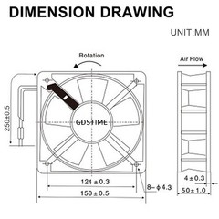 GDSTIME AXIAL Fan 15050, 110V 120V AC 150mm x 150mm x 50mm Fan, Ventilation Exha