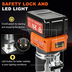 30000RPM Cordless Compact Wood Router for Makita 21V Battery, Carving 1/4″ Col