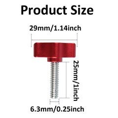 Wing Thumb Screws 1/4 x 1 Inch Stainless Steel Red Wing Knob Bolt 4 PCS