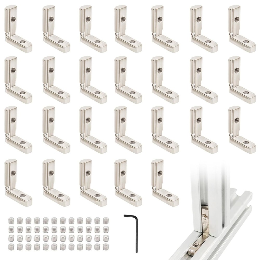 26 PCS 3030 Inside Joint Corner Brackets Set Silver Aluminum Extrusion Kit