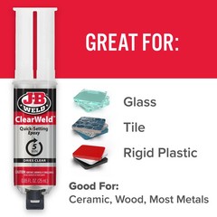 J-B Weld 50112 ClearWeld 5 Minute Set Epoxy Syringe – Clear – 25 ml, 25ml