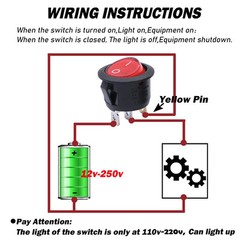 3 Pin Red Led Rocker Switch On Off Spst Ac 250V For Automotive And Appliances