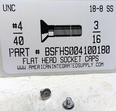 #4-40×3/16 Flat Head Hex Socket Cap Screws Stainless Steel (300)