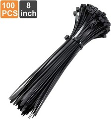 Zip Ties 8 inch Black with 50 Pounds 8" (100 Pack),