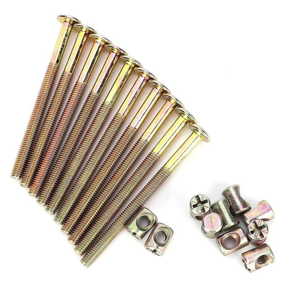 M6 X 100Mm Bunk Bed Hardware Replacement Kit, 10 Pack Bed Bolts for Wooden Bed,