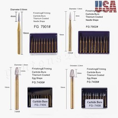 10*Tungsten Carbide Gold Burs Trimming Finishing FG7901 /7902/ 7406 /7408 Dental