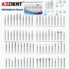 100pcs Dental Diamond Burs Friction Grip 1.6mm for High Speed Handpiece AZDENT