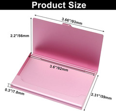 Litoexpe 2 Pcs Pink Business Card Holder, Aluminum Alloy Business Card Case Flip