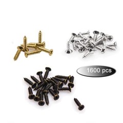 1600 Pcs 2MM Small Screws Flat Head Cross Micro Woodworking Kit Gold Black