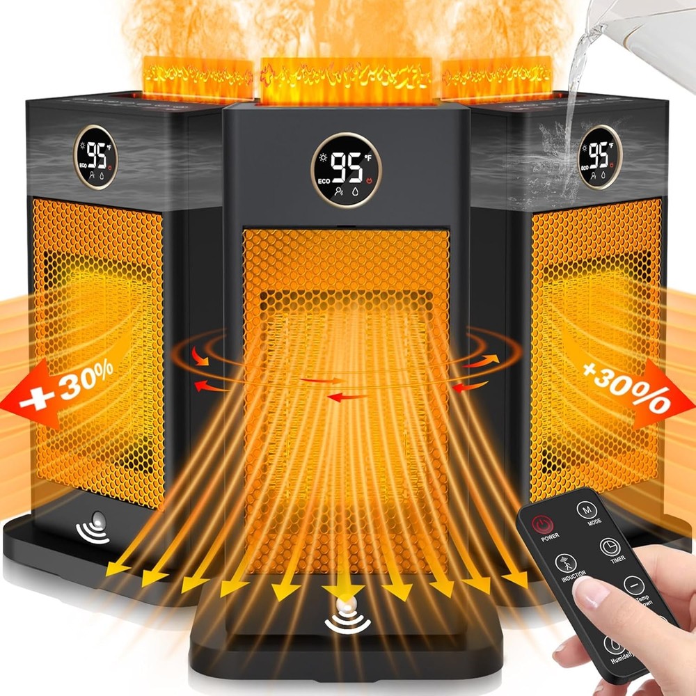 Space Heaters for Indoor Use with Humidifier/Sensor/ECO/3D Flame Effect