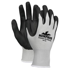 Memphis 9673 – Gray Nylon, Black Foam Nitrile Dipped Palm/Finger Size L(12 Pair)