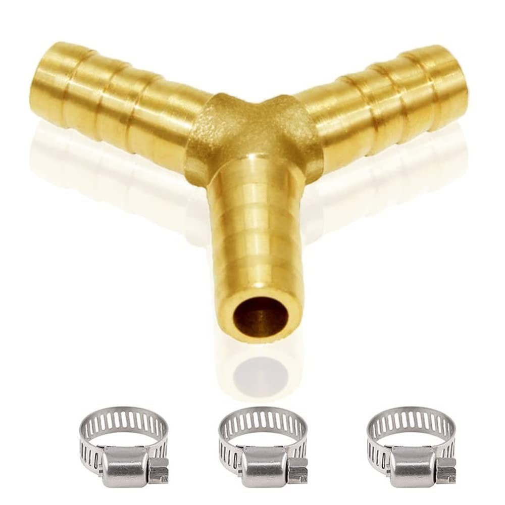 3/8″ Hose Barb Y Shaped 3 Way Union Fitting Intersection/Split Brass Water/Fuel/