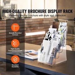 VEVOR Acrylic Brochure Holder 8.5 x 11 inch 4-Tier Literature Display Stand Rack