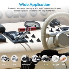 10Pcs 12V-48V Waterproof Push Button On-Off Switch 4.5″ Leads For Motorcycle Car