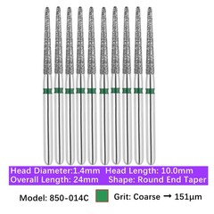 10/pk Vakker Dental Round End Taper FG Diamond Burs 850-014C Coarse Grit