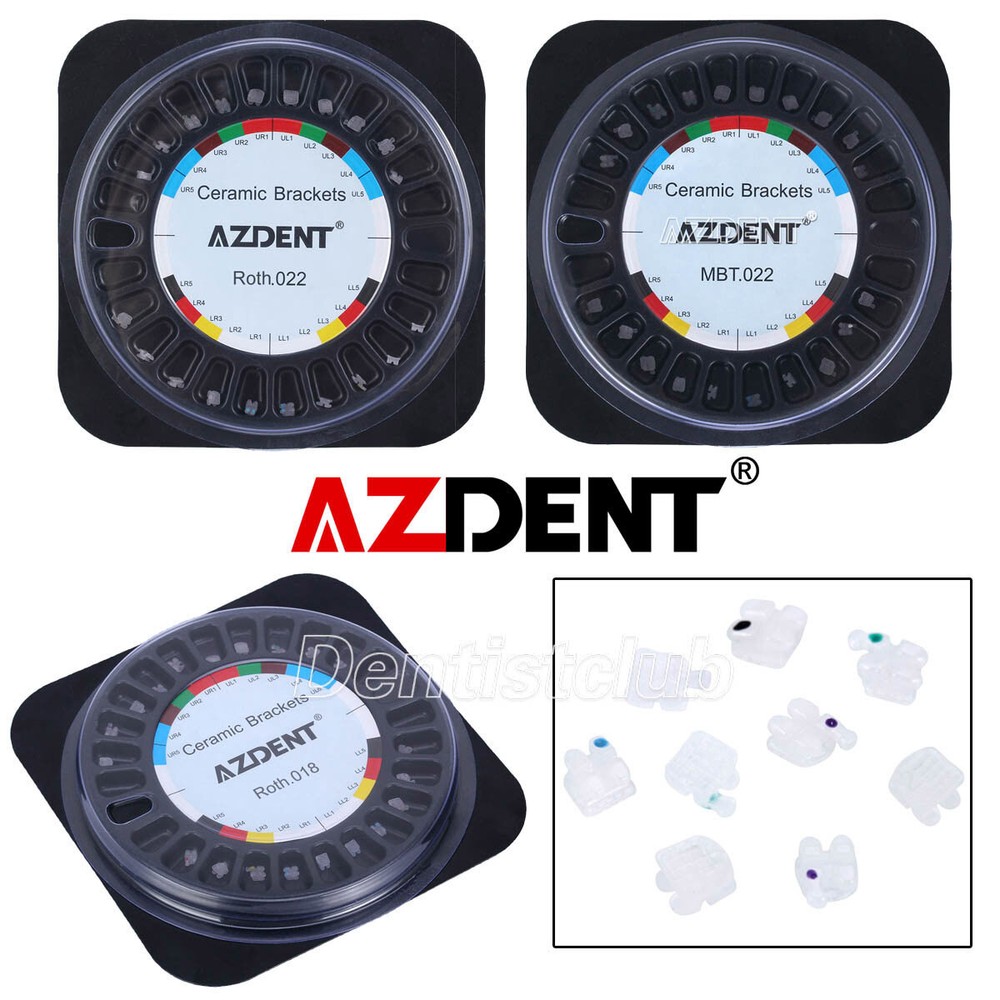 AZDENT Dental Orthodontic Ceramic Brackes Braces Roth/MBT .022 Hooks 345
