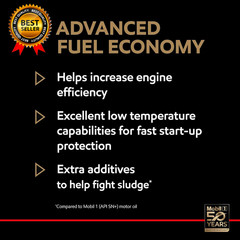 1 Advanced Fuel Economy Full Synthetic Motor Oil 0W-20 5 Quart
