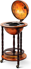 Mid-Century Retro Globe Bar Cart with Wheels & Antique World Map Design