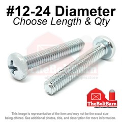 #12-24 Phillips Pan Head Machine Screws Bolts Zinc Coarse (Pick Length & Qty)