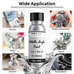 Nicpro Metallic Silver Acrylic Paint Kit – 1oz 1 Fl Oz (Pack of 2),