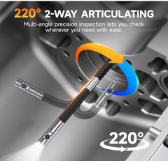 Endoscopio doble lente 0.25in articulado 220° HD IP67 con luz LED 5.3FT. Incorpo