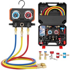 HVAC AC 3 Way Manifold Gauge Set w/ 5ft Hoses R134a R410a R22 R32 R404a Tool Kit