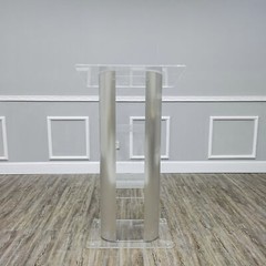 Clear Acrylic Plexiglass Podium Curved Sides Pulpit Lectern Conference