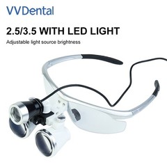 2.5X 3.5X Dentist Loupes Dental Binocular Glass Magnifier with 3W Led Light