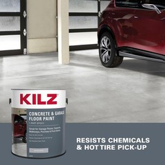 KILZ 1-Part Epoxy Acrylic Concrete & Garage Floor Paint, Silver Gray, Satin, …