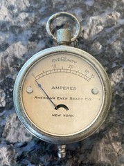 Antique American Ever Ready Works Pocket Meter 0 to 35 Amperes 1910 box & cable