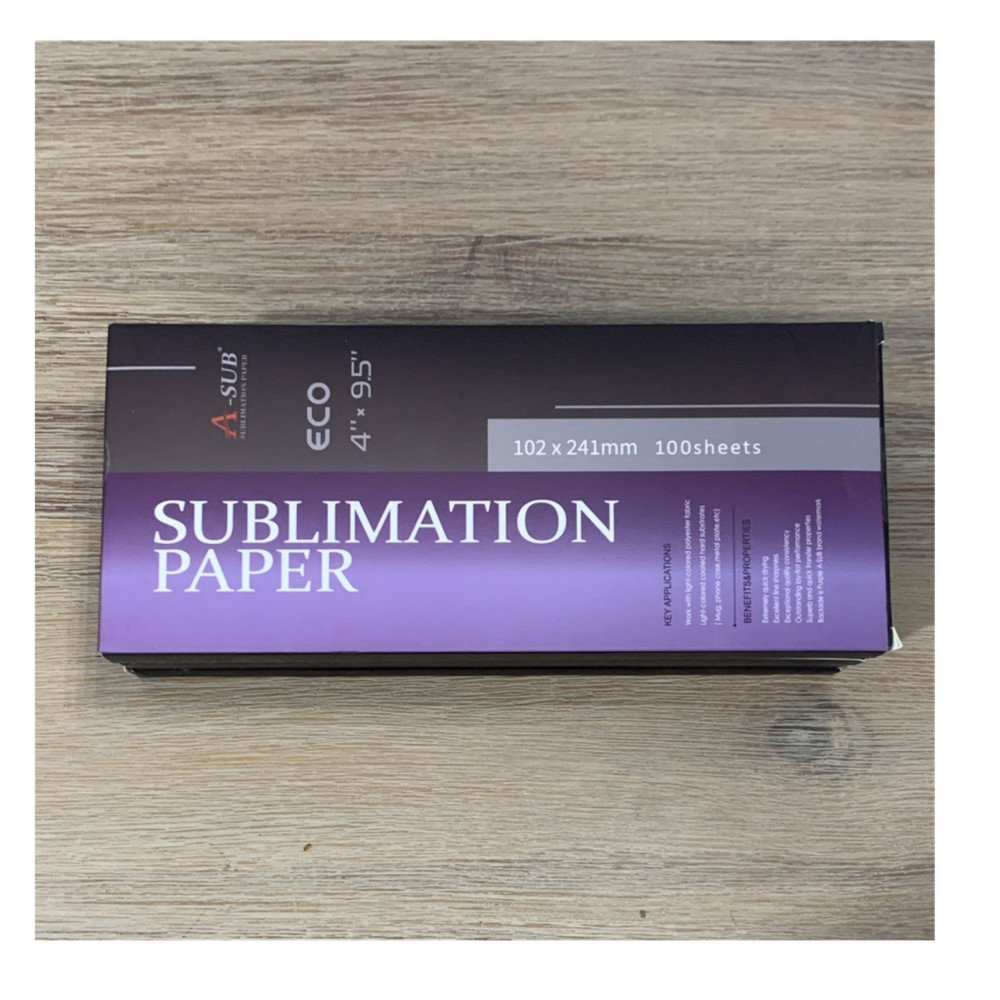 A-SUB ECO 4″ x 9.5″ Sublimation Paper Custom Transfer 100 Sheets KDL-4X9.5