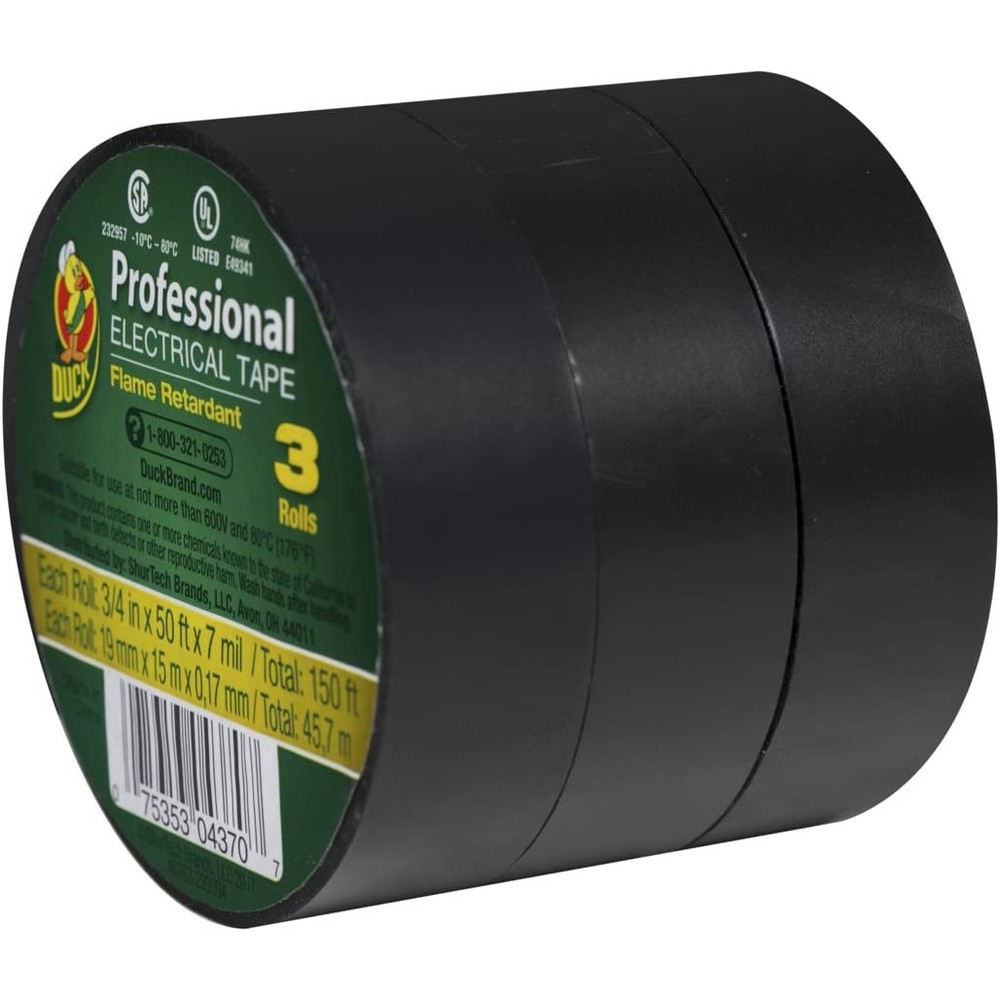 Duck Brand Professional Electrical Tape: 3/4 in. x 50 ft. (Black) *3-pack