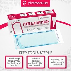 3.5″ x 10″ Self-Sealing Sterilization Pouches for Autoclave (1 Box of 200)