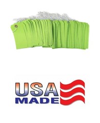 100 of 4 3/4″ x 2 3/8″ Green Inventory Tags with ELASTIC Stretchable String