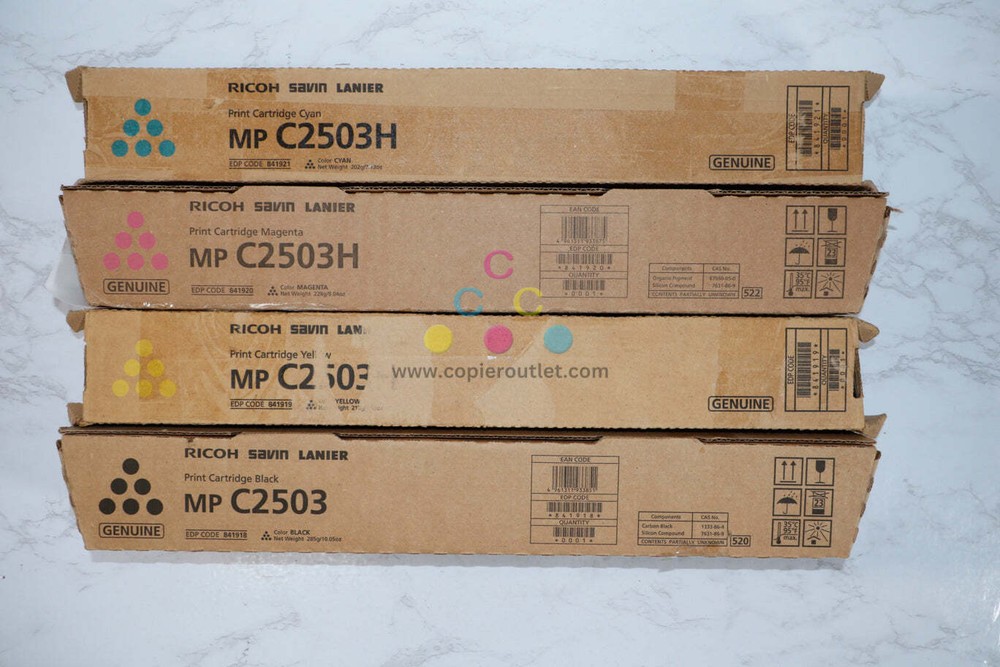 Cosmetic OEM Ricoh MP C2503H,C2003,C2004,C2503,C2504 CMYK Toners 841918,19,20,21