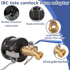 IBC Tote Hose Adapter 2″ Camlock to 3/4″ Garden Hose Male Fitting Pack