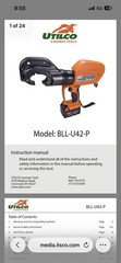 Utilco BLL-U42-P 18V 12 Ton Hydraulic Crimper Kit Orange w/ Charger & Case