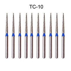 10Pcs DMXDENT Dental Diamond Burs FG Needle Taper TC-10 Standard Grit High Speed