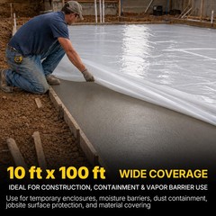 Lauco Heavy Duty Plastic Sheeting 10′ x 100′ Roll, 6 Mil Clear Polyethylene