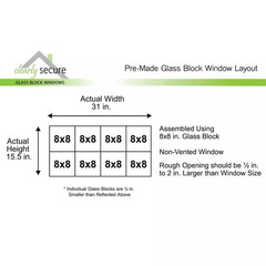 31 In. X 15.5 In. X 3.125 In. Frameless Wave Pattern Non-Vented Glass Block Wind