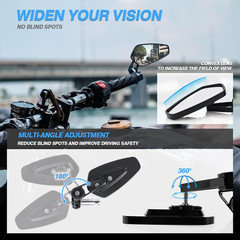 Motorcycle Mirrors – 7/8″ (22Mm) Bar End Rear View Mirrors Compatible