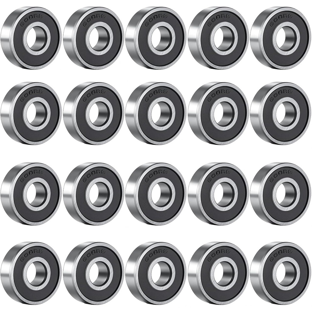 20 PCs Ball Bearings 8X22X7Mm Double Rubber Sealed Miniature Deep Groove 608-2RS