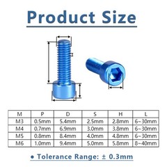 M3 M4 M5 M6 Aluminum Allen Bolt DIY Socket Cap Screws Hex Head Anodised Bolts