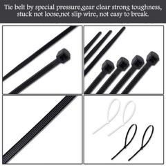 10-inch zipper cable ties, black, suitable for both indoor and outdoor use