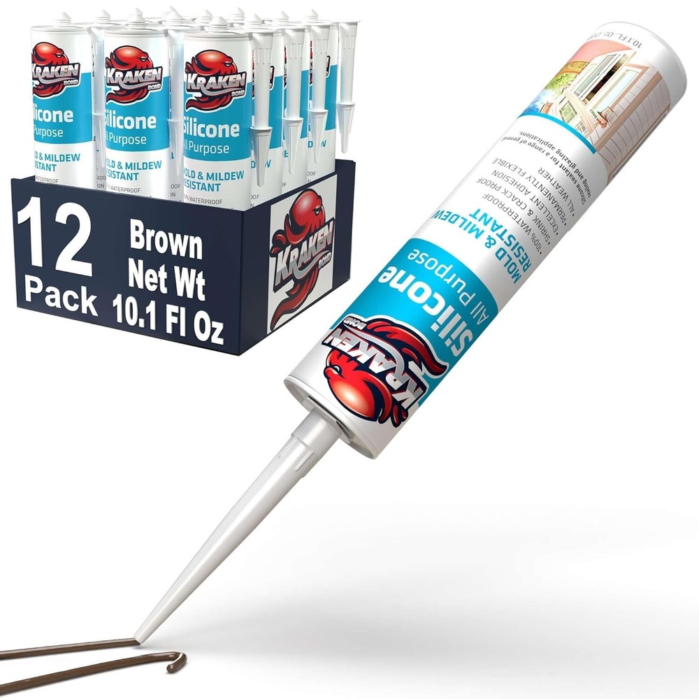 Kraken Bond RTV Silicone Caulk Brown (12×10.1 | Waterproof Caulk | 12 Pack