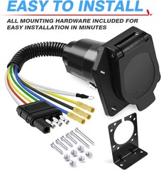 MICTUNING 4 Way Flat to 7 Way RV Blade and 4 Way Flat Female End Trailer Wiring